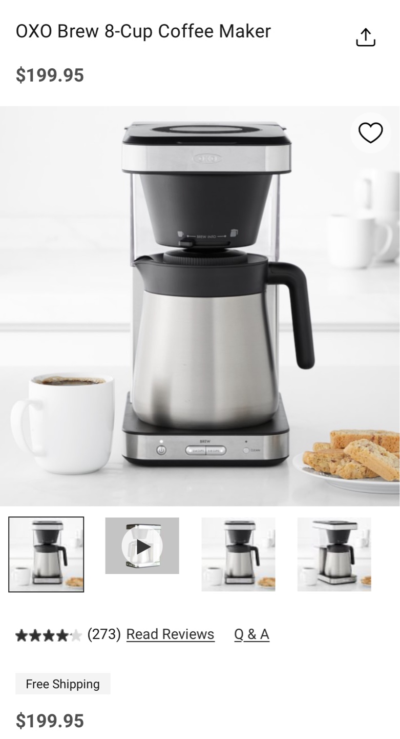OXO Brew 8-Cup Coffee Maker - Stainless Steel
