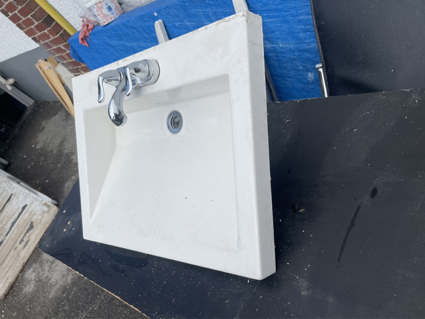 White Rectangular Bathroom Sink with Faucet - photo 2