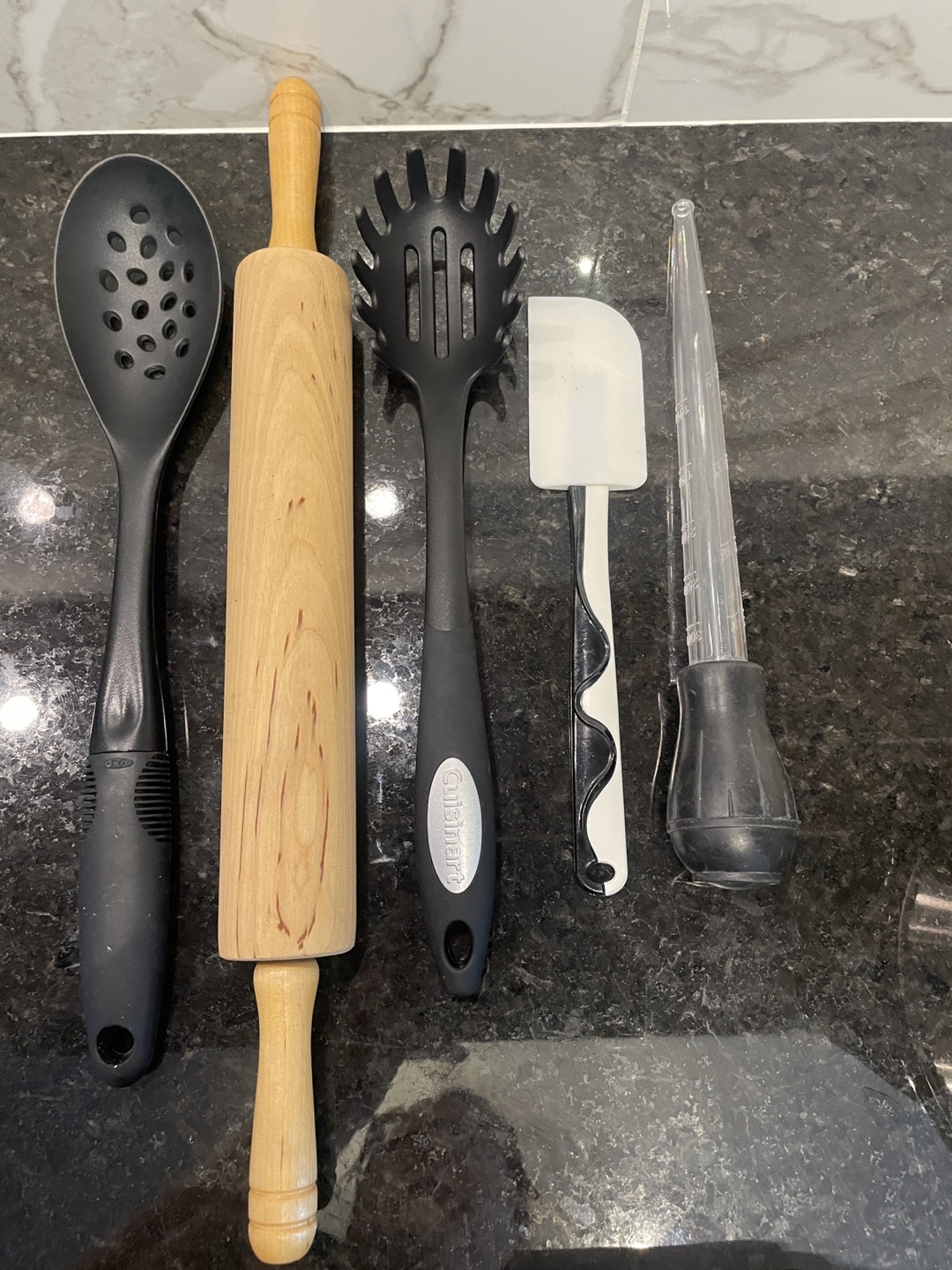 Kitchen Utensil Bundle: Rolling Pin, Spoons, Spatula, Peeler