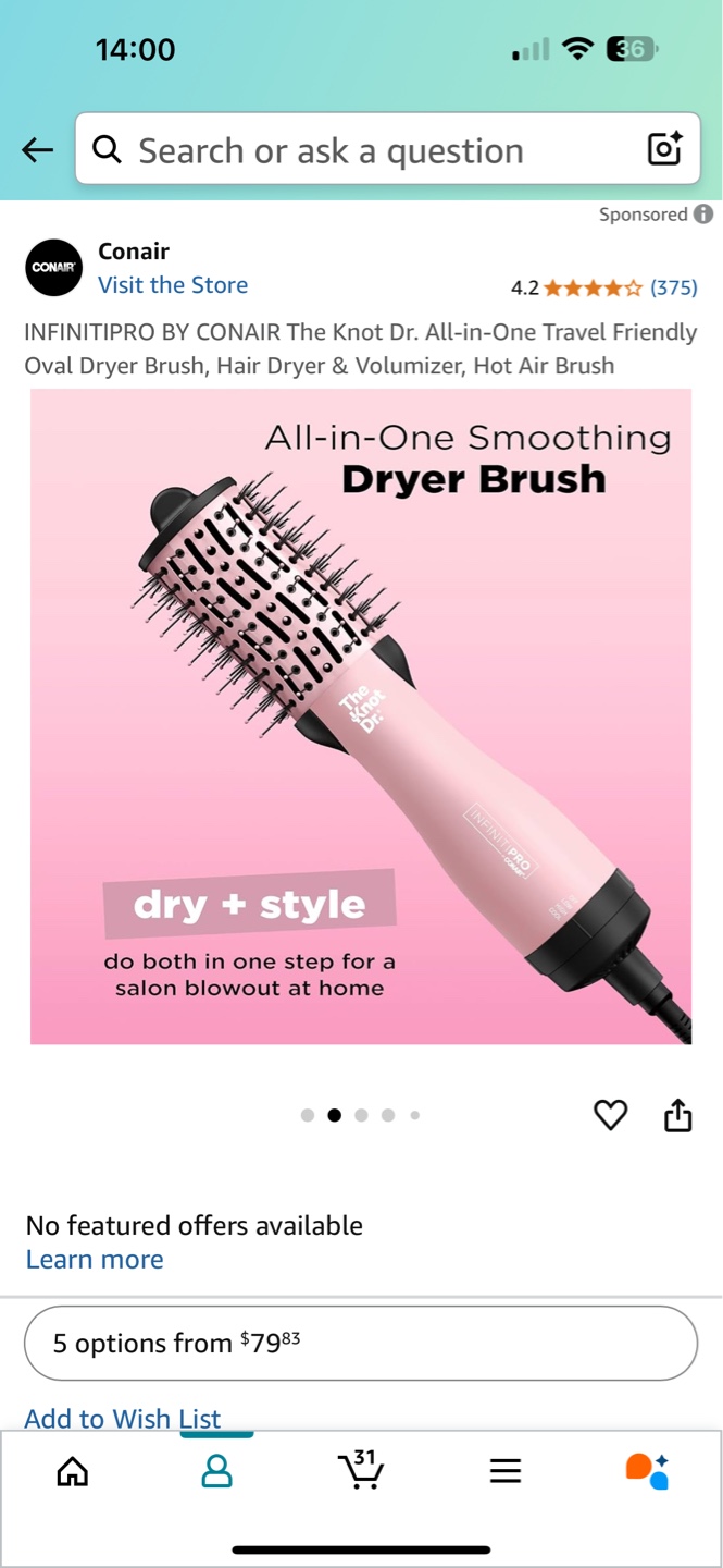 Conair The Knot Dr. All-in-One Mini Oval Dryer Brush