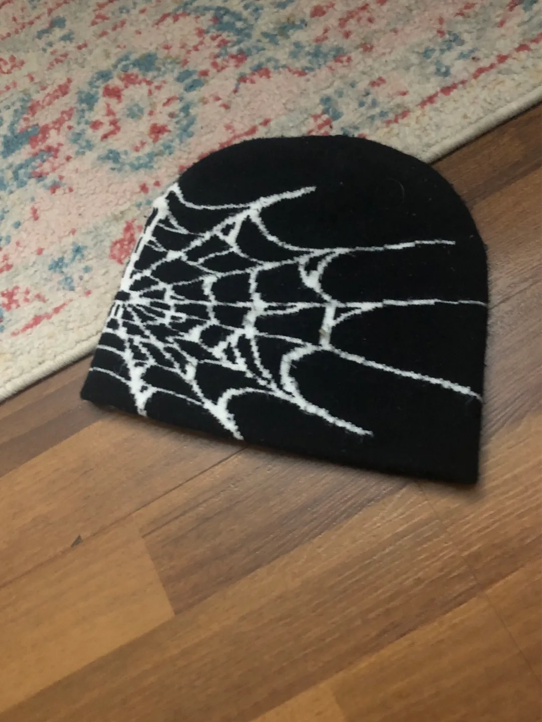 Black and White Spiderweb Beanie thumbnail