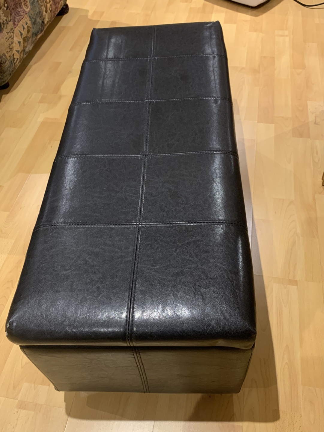 Dark brown Leather Storage Ottoman Bench