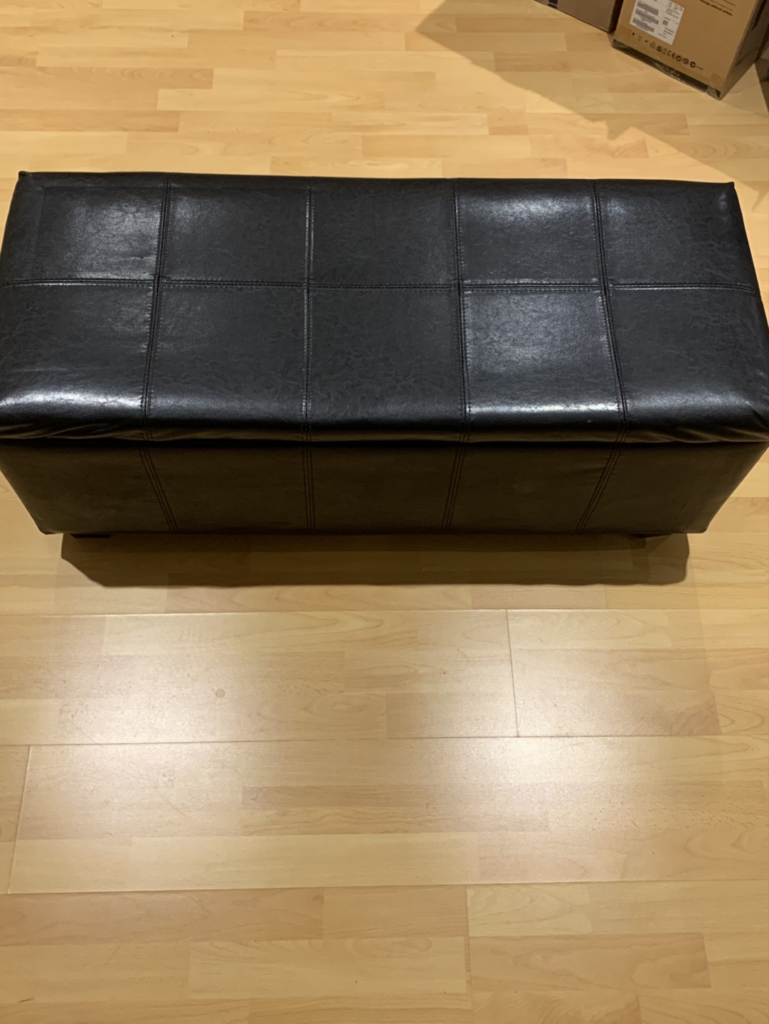 Dark brown Leather Storage Ottoman Bench - photo 2