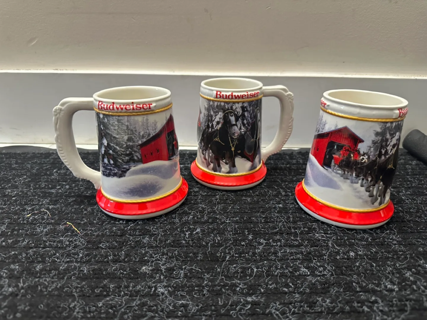 Set of three Budweiser Clydesdale beer steins thumbnail