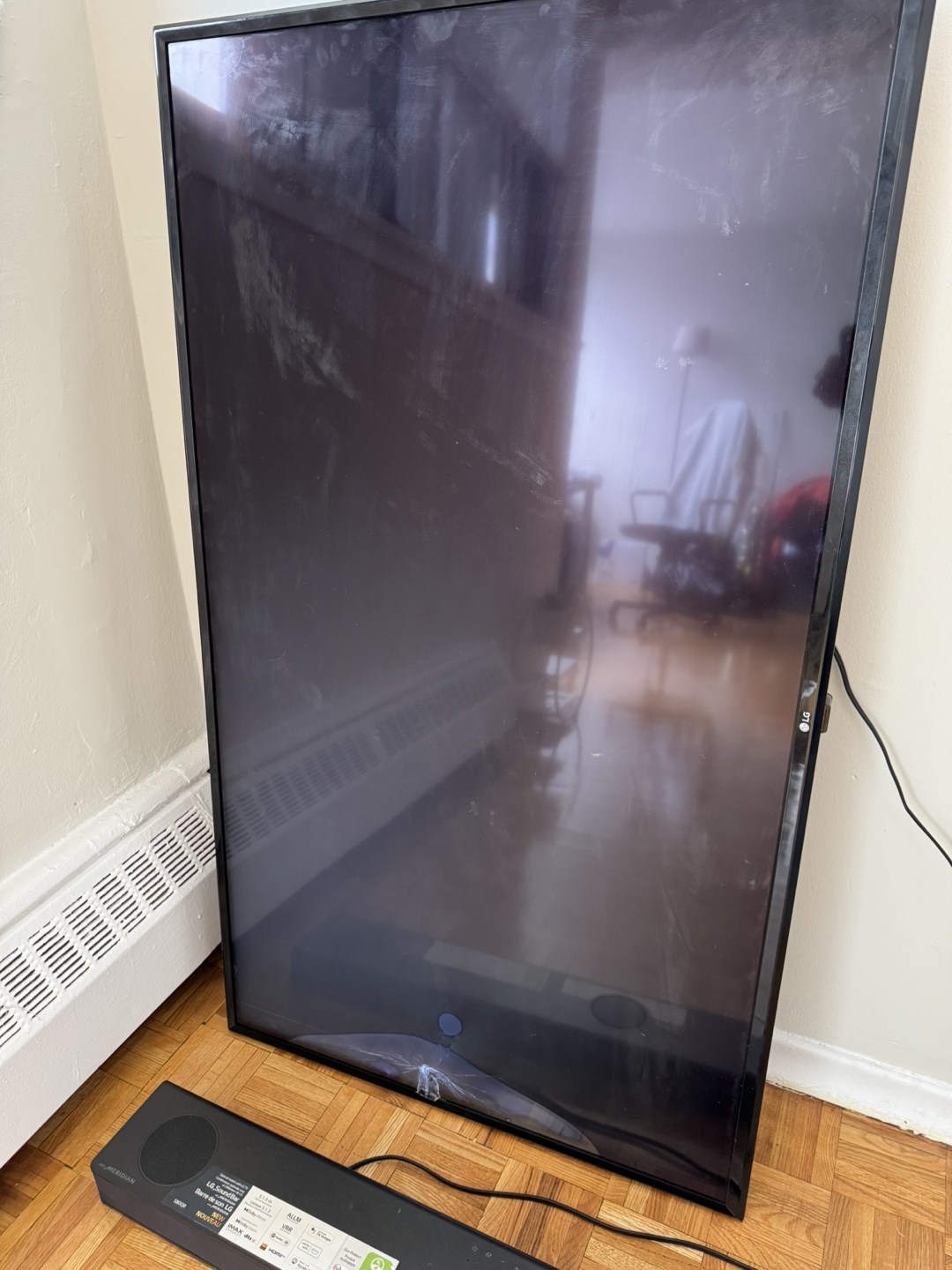 Large Smart TV with Soundbar