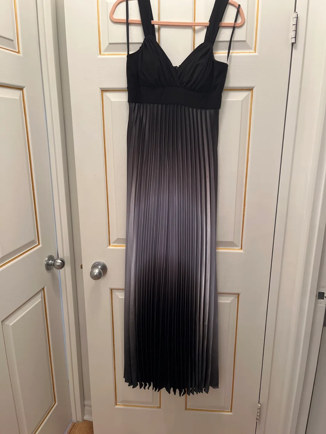 Elegant Black and Grey Pleated Maxi Dress thumbnail