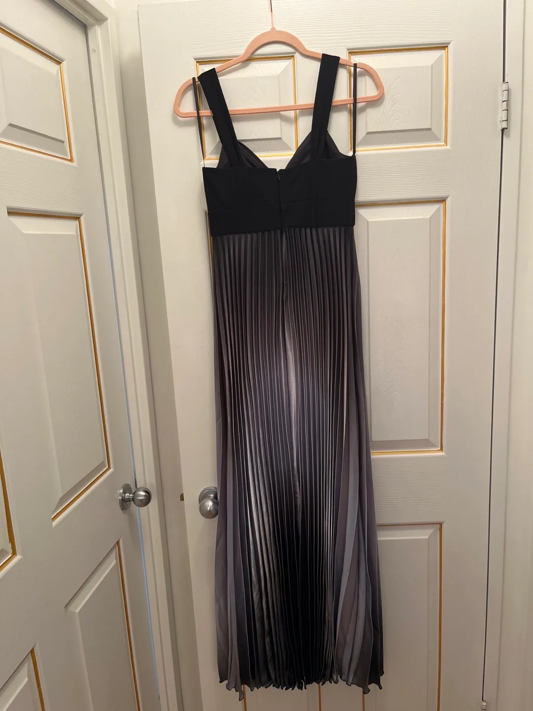 Elegant Black and Grey Pleated Maxi Dress image indicator(3)