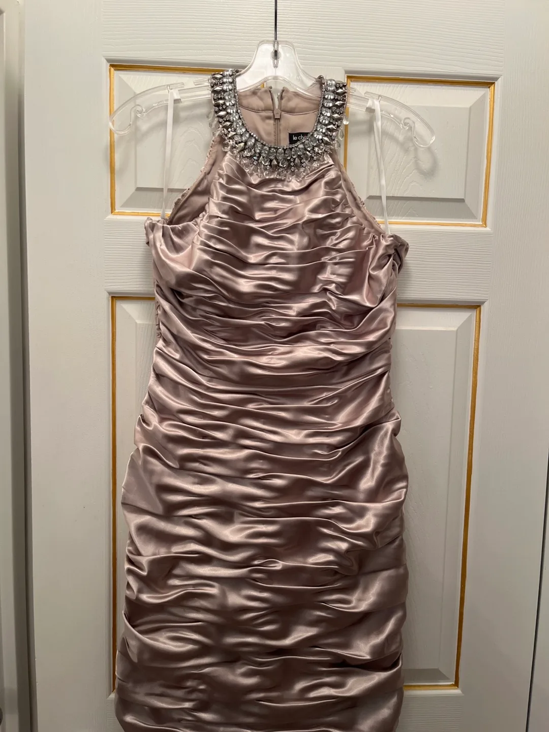 Le Chateau Beaded Halter Neck Mini Dress, Size 8 image indicator(2)