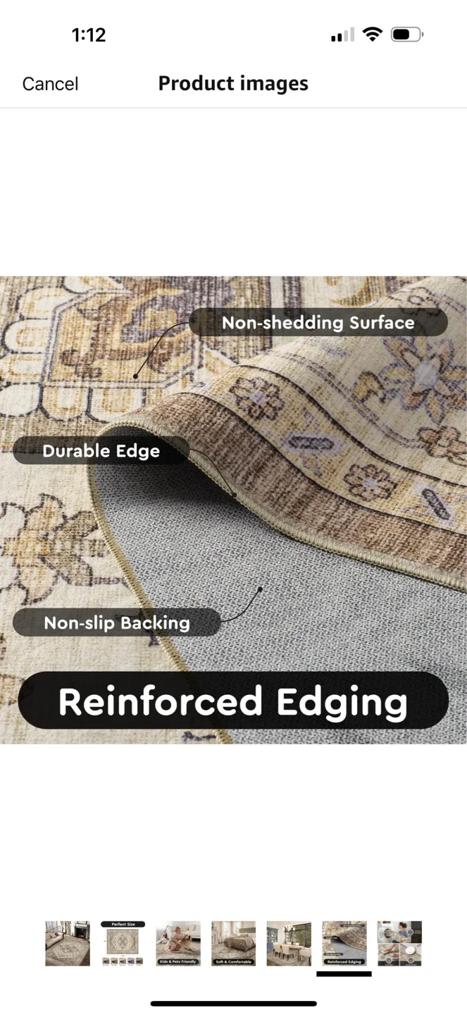 9x12 ft Vintage Taupe-Floral Area Rug - Machine Washable image indicator(3)