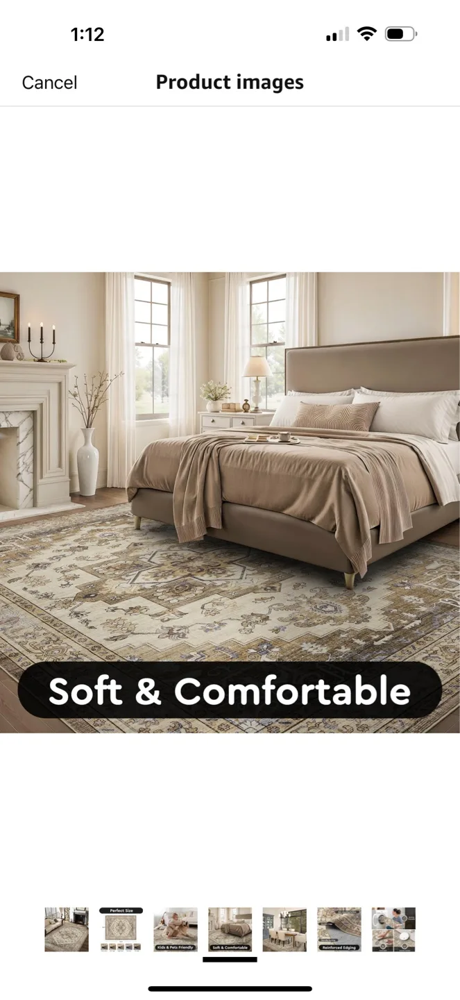 9x12 ft Vintage Taupe-Floral Area Rug - Machine Washable image indicator(5)