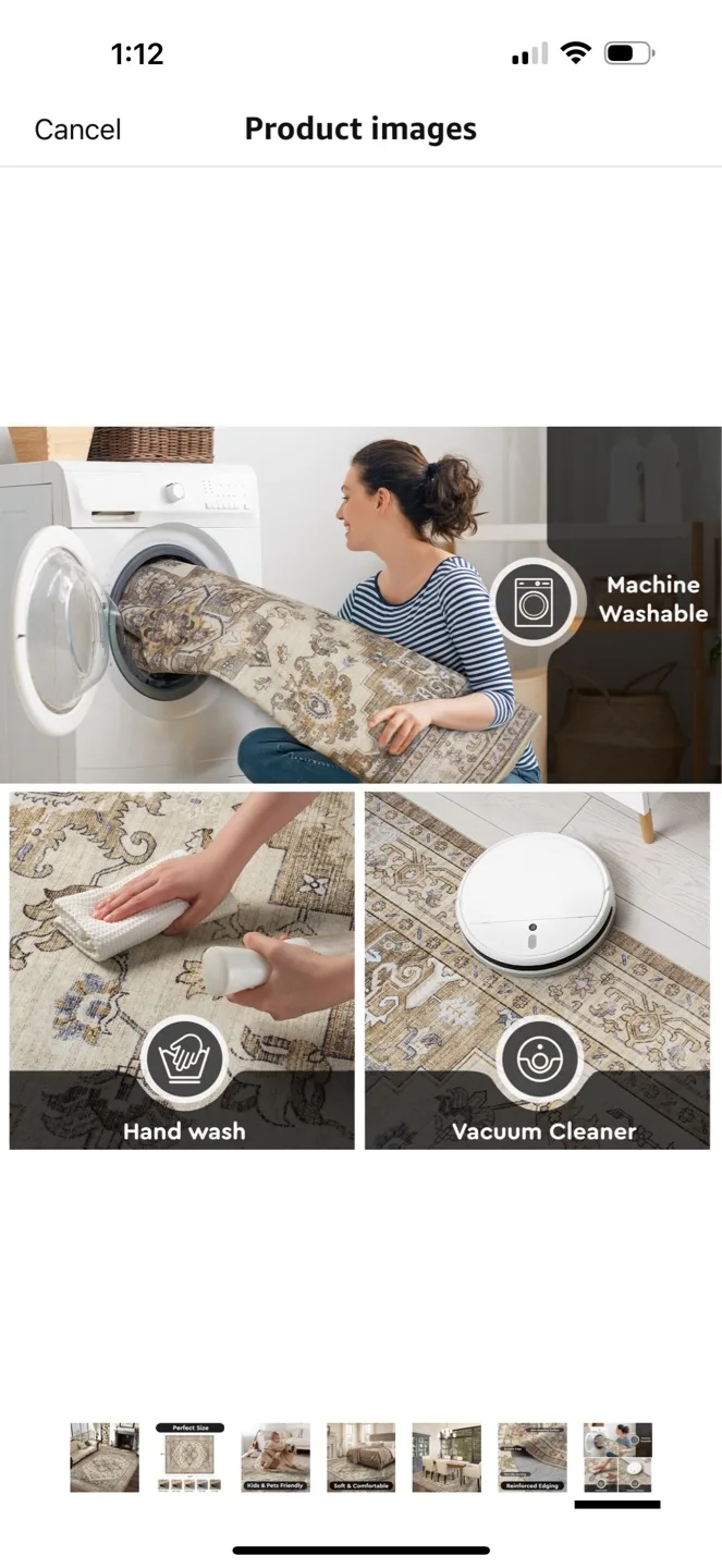 9x12 ft Vintage Taupe-Floral Area Rug - Machine Washable image indicator(2)