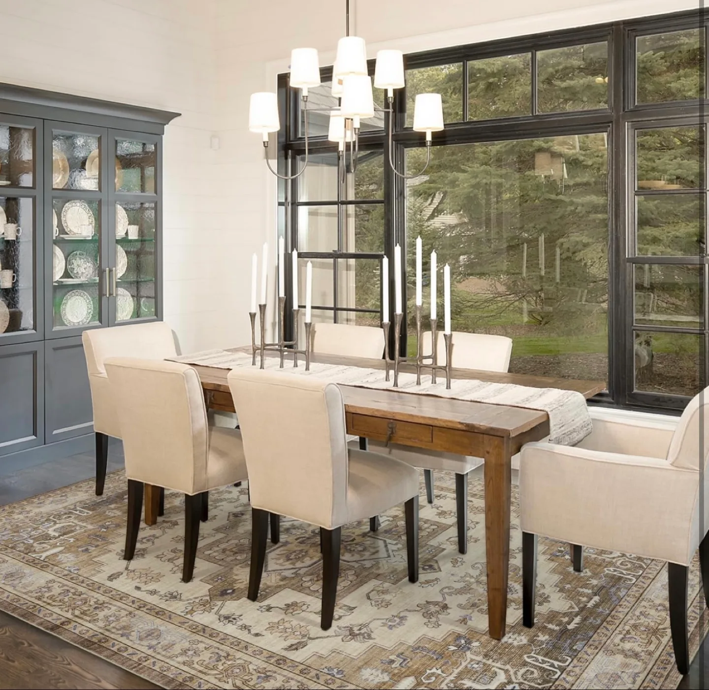 9x12 ft Vintage Taupe-Floral Area Rug - Machine Washable image indicator(4)