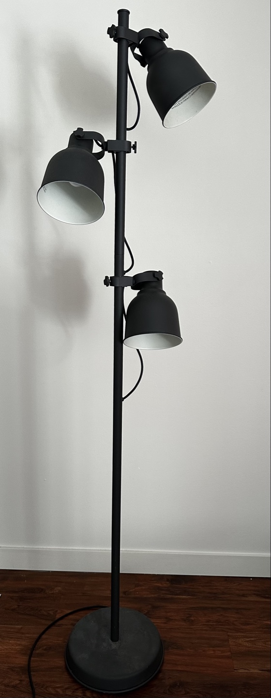 IKEA Black Tripod Floor Lamp with Three Adjustable Lampshades