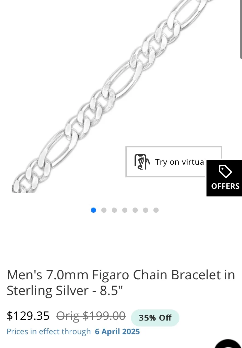 Sterling Silver Figaro Chain Bracelet image indicator(7)