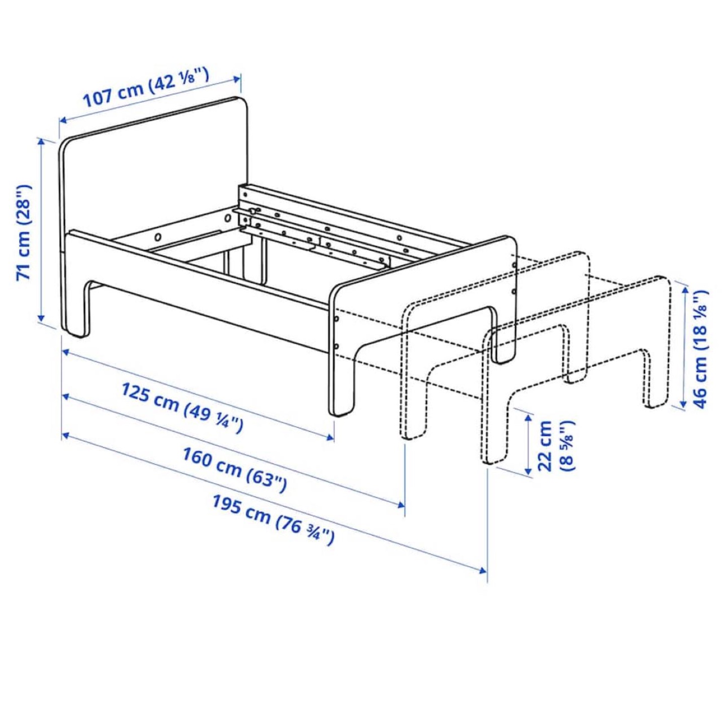 IKEA SLAKT ext bed frame with IKEA Mattress Dismantled - photo 3