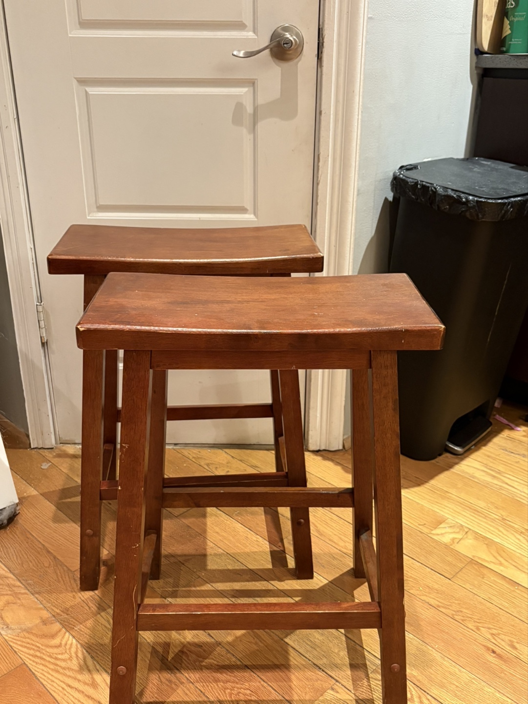 Pair of Wooden Bar Stools - photo 2