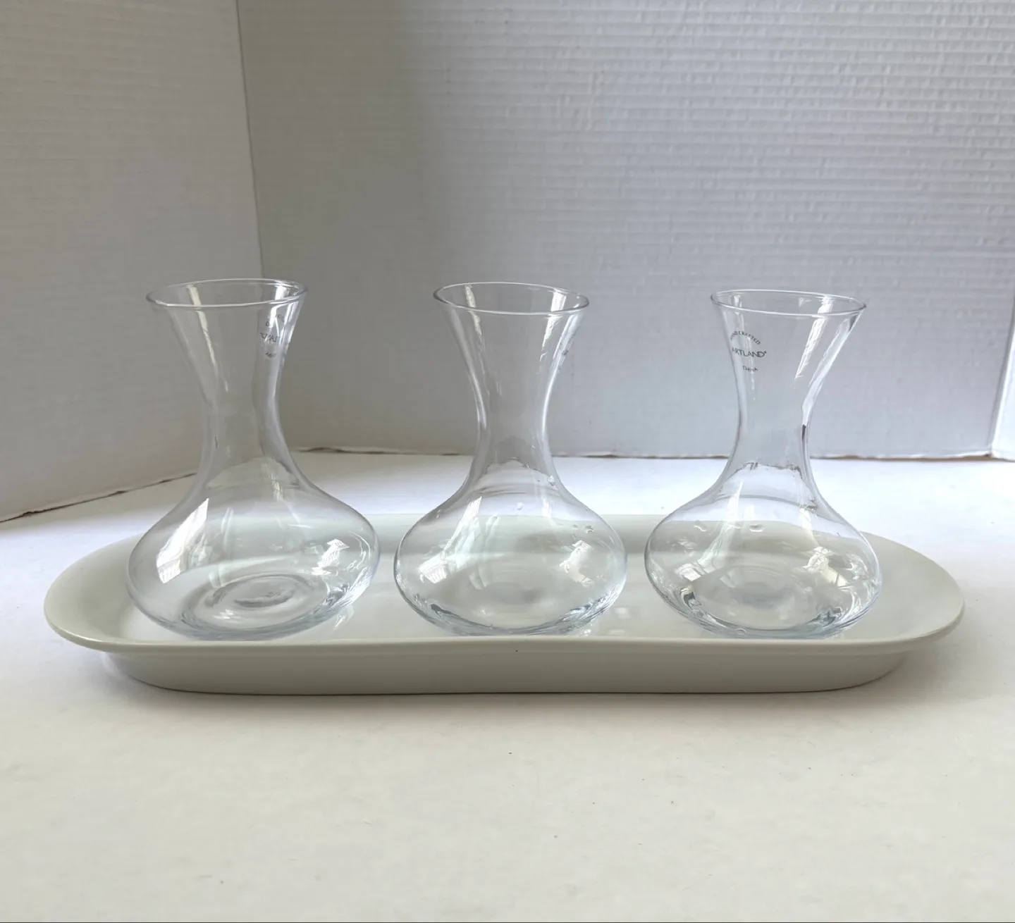 Set of Three Glass Decanters with Serving Tray image indicator(5)