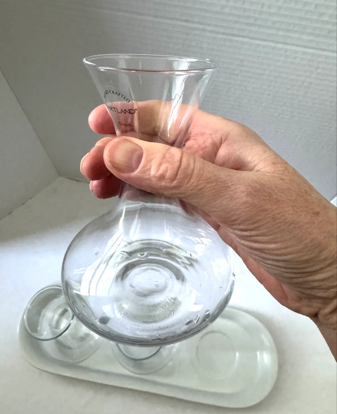 Set of Three Glass Decanters with Serving Tray image indicator(3)