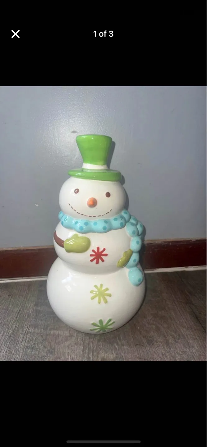 Adorable Ceramic Snowman Figurine 💚 thumbnail