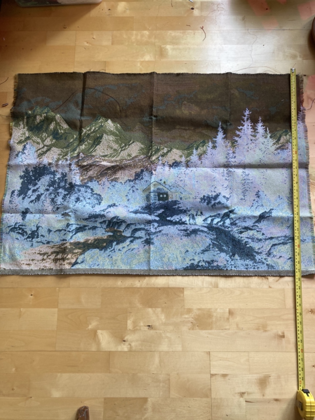 Vintage Tapestry Wall Hanging - Mountain Scene - photo 2