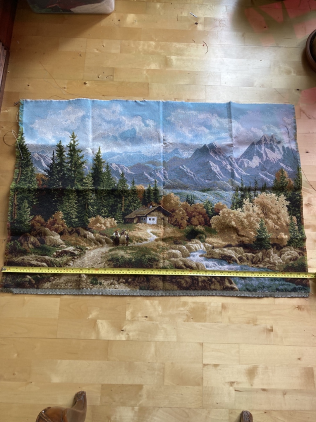 Vintage Tapestry Wall Hanging - Mountain Scene
