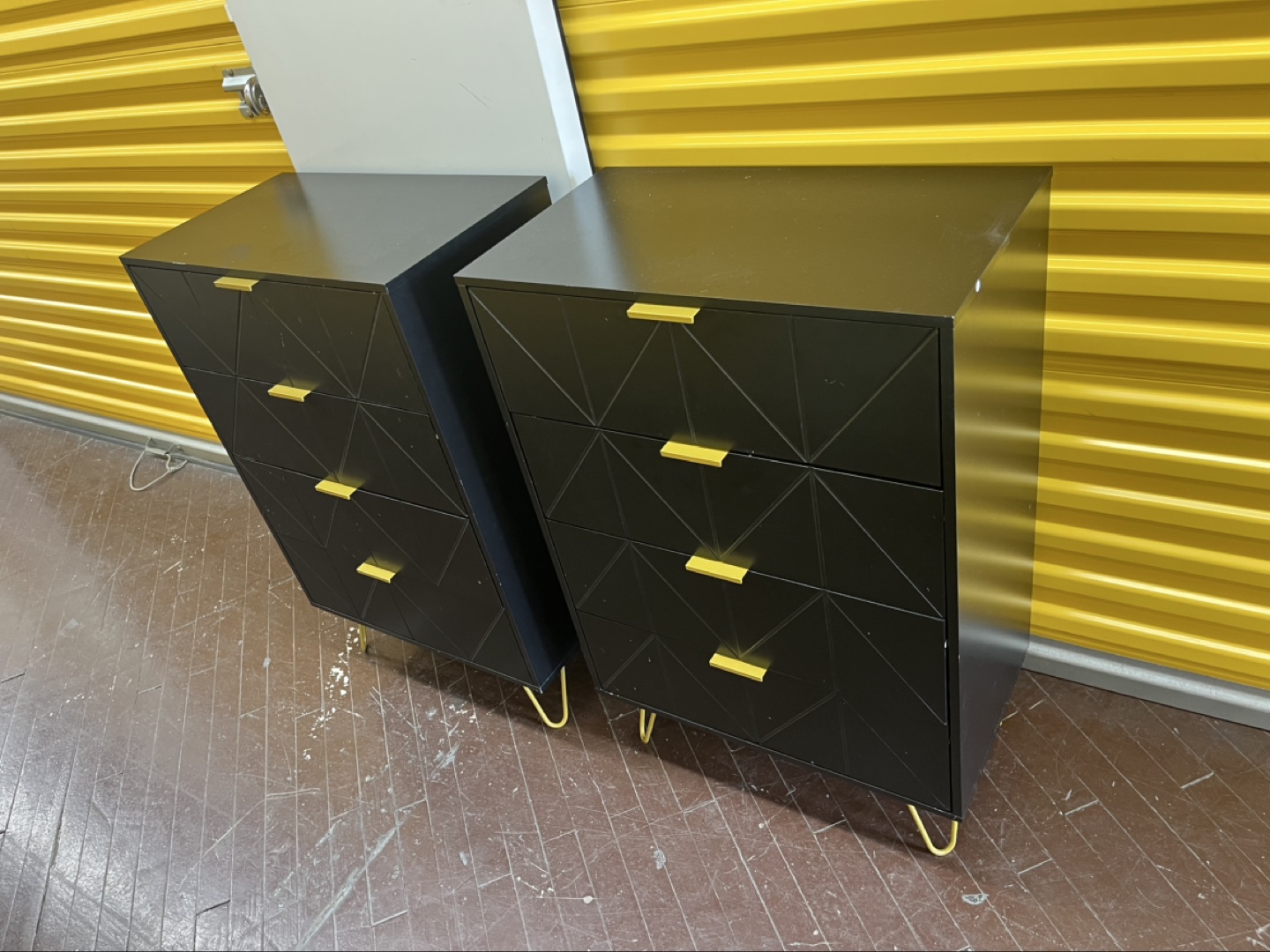 Pair of Black and Gold 4-Drawer Dressers - photo 2