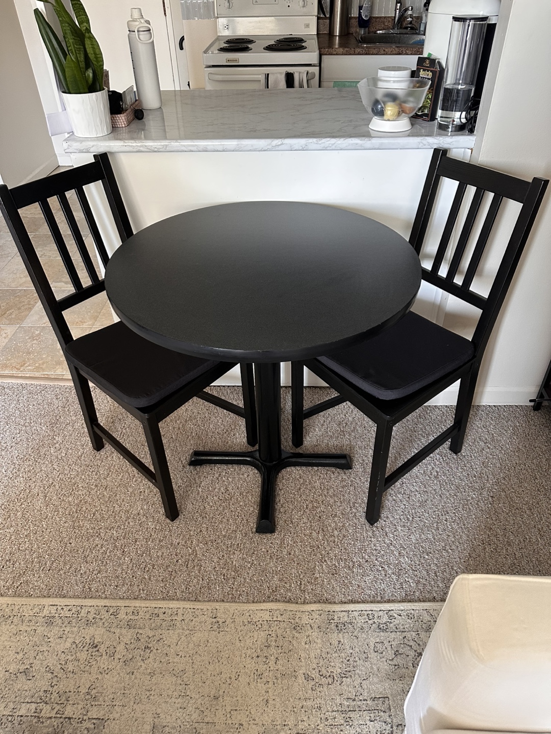 Black Bistro Table and Two Chairs