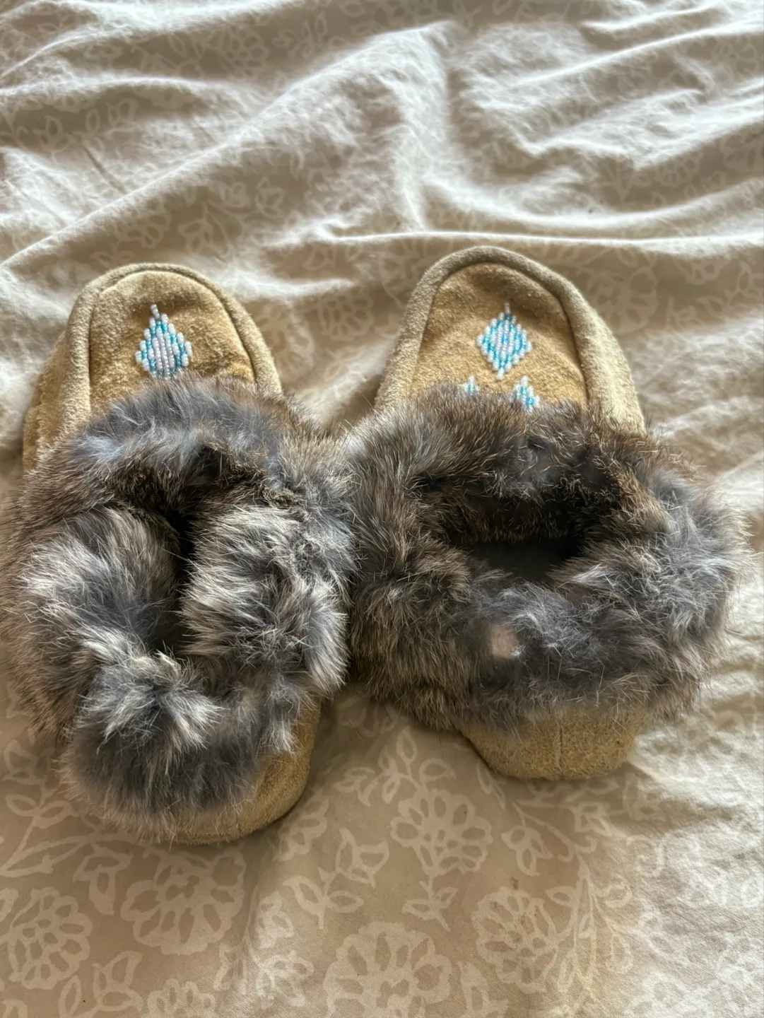 Authentic Beaded Suede Moccasins with Fur Trim image indicator(3)
