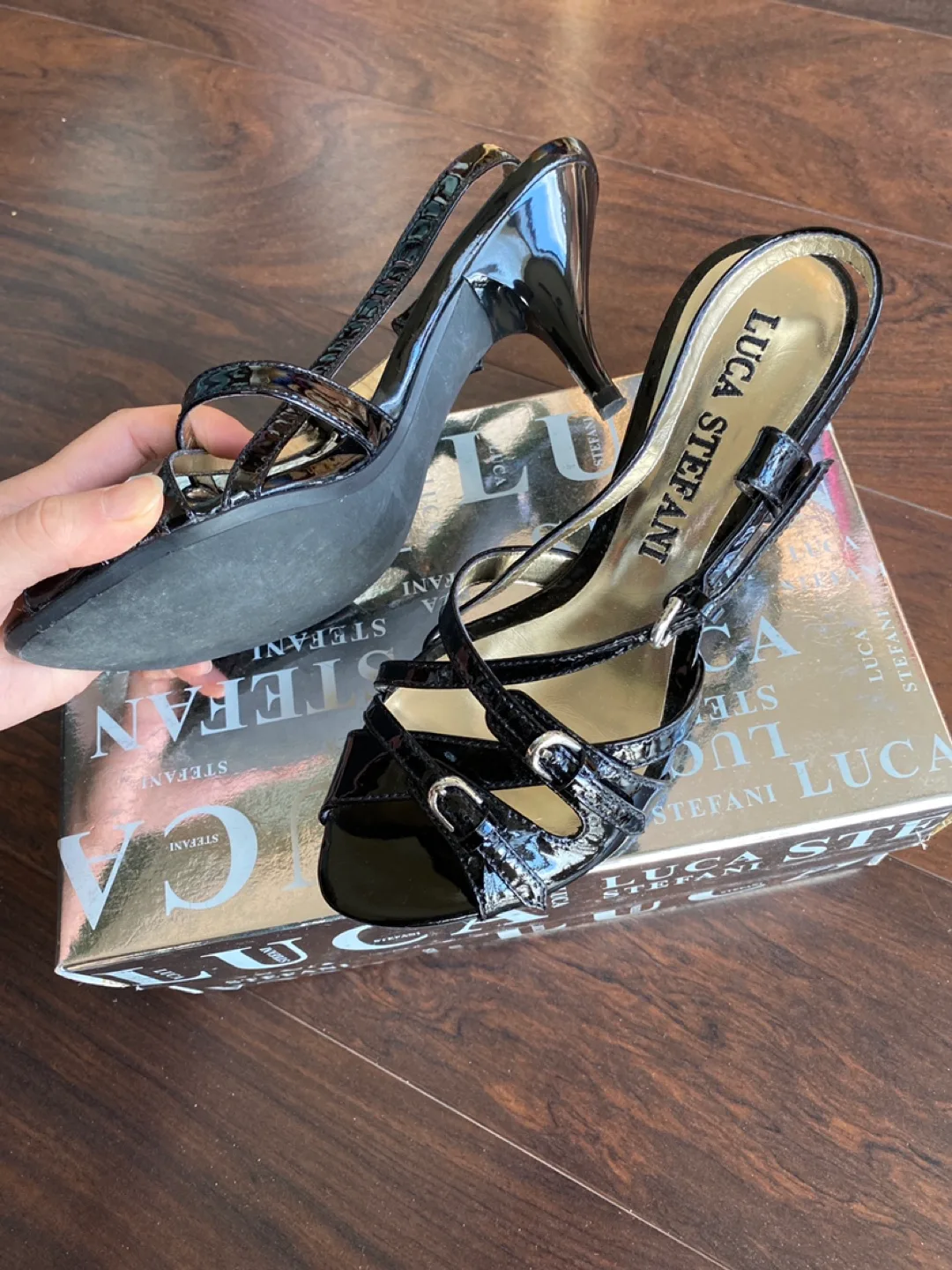 Luca Stefani Black Patent Leather Sandals image indicator(2)