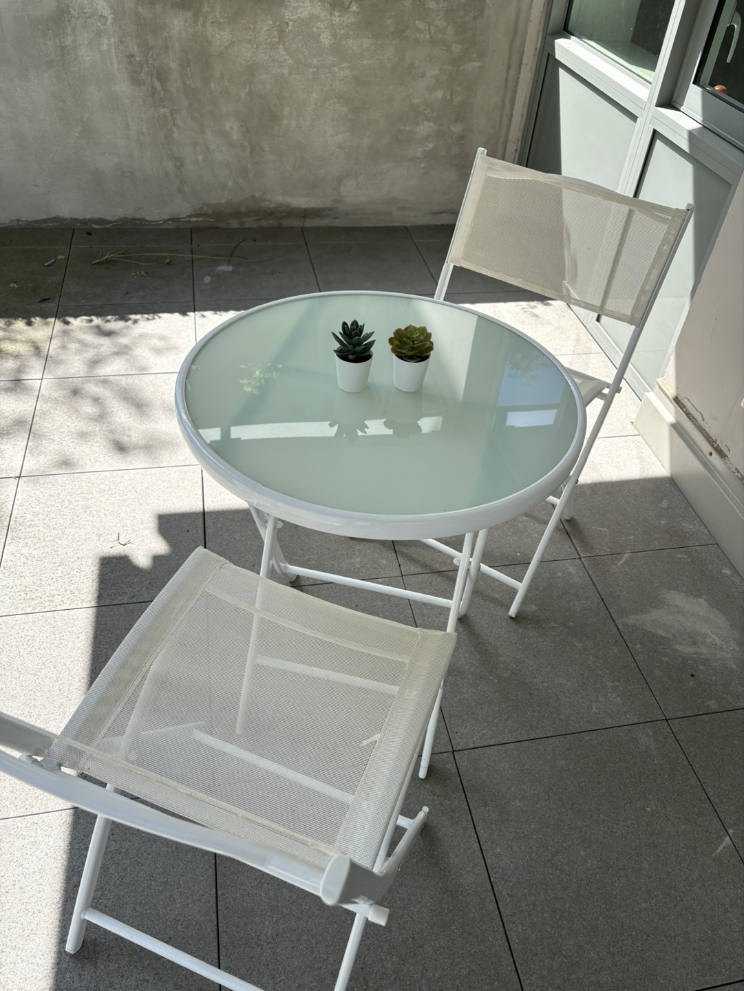 White Metal Patio Set - Table and Two Chairs - photo 2