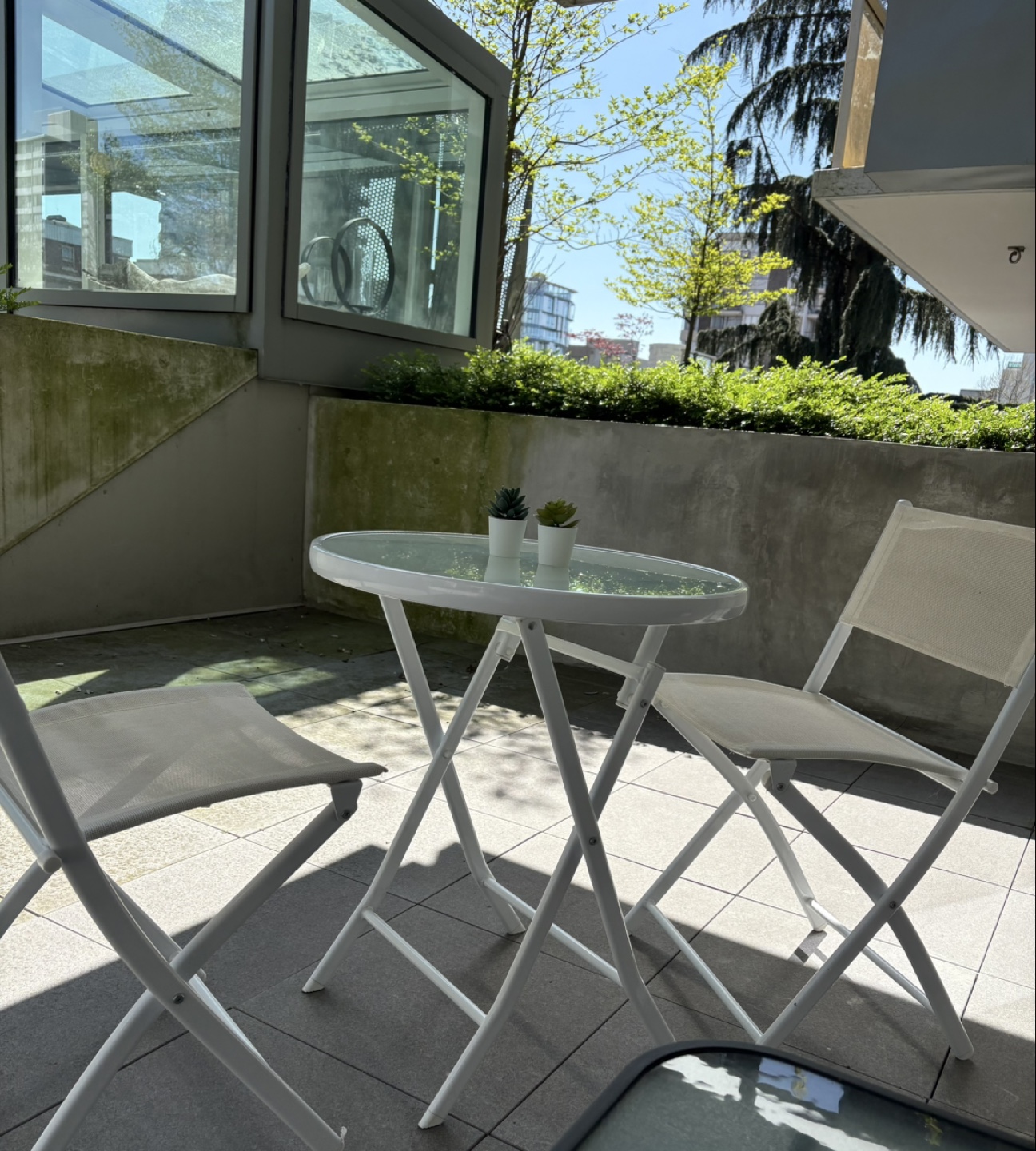 White Metal Patio Set - Table and Two Chairs