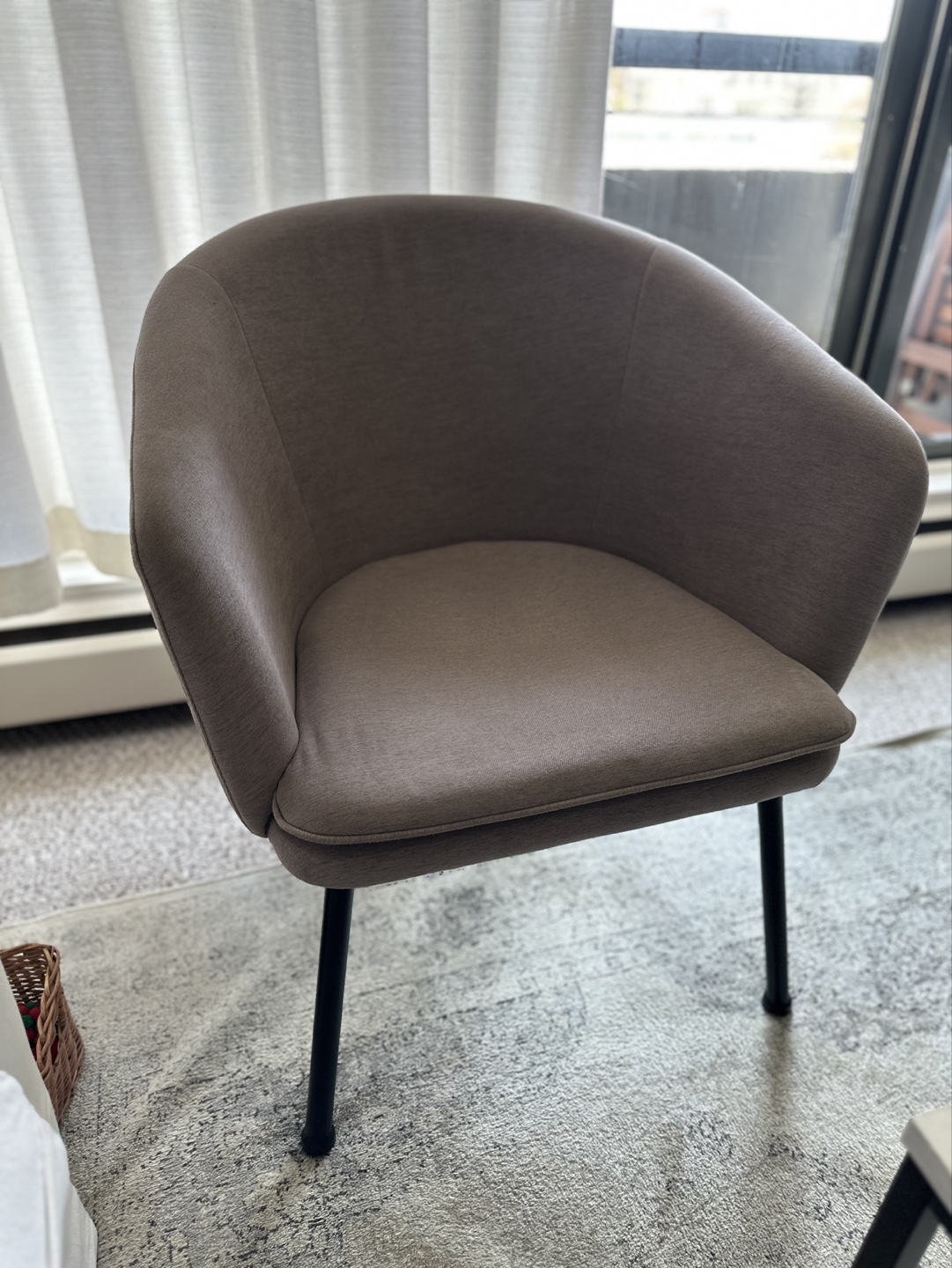 Grey Accent Chair with Black Legs
