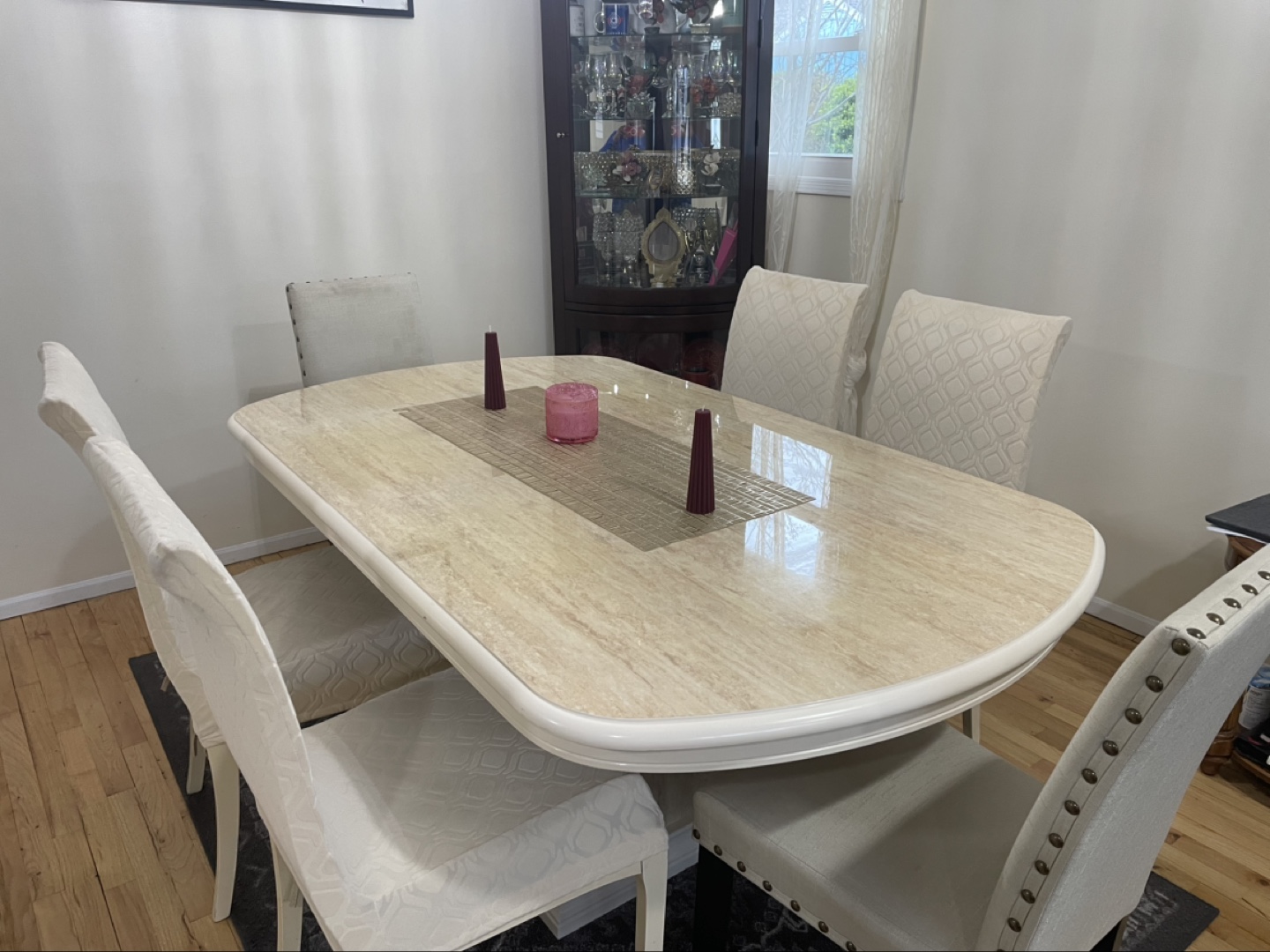 Elegant Marble Top Dining Table with 6 Chairs - photo 2