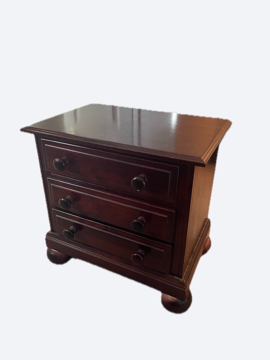 Dark Wood Three-Drawer Nightstand