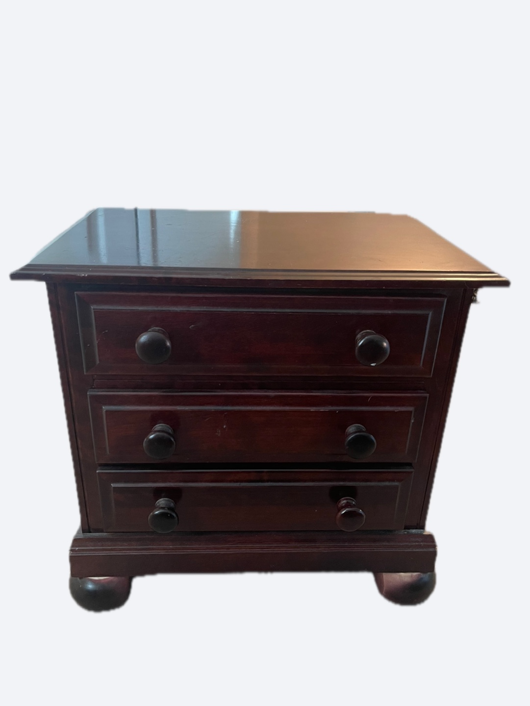 Dark Wood Three-Drawer Nightstand - photo 2