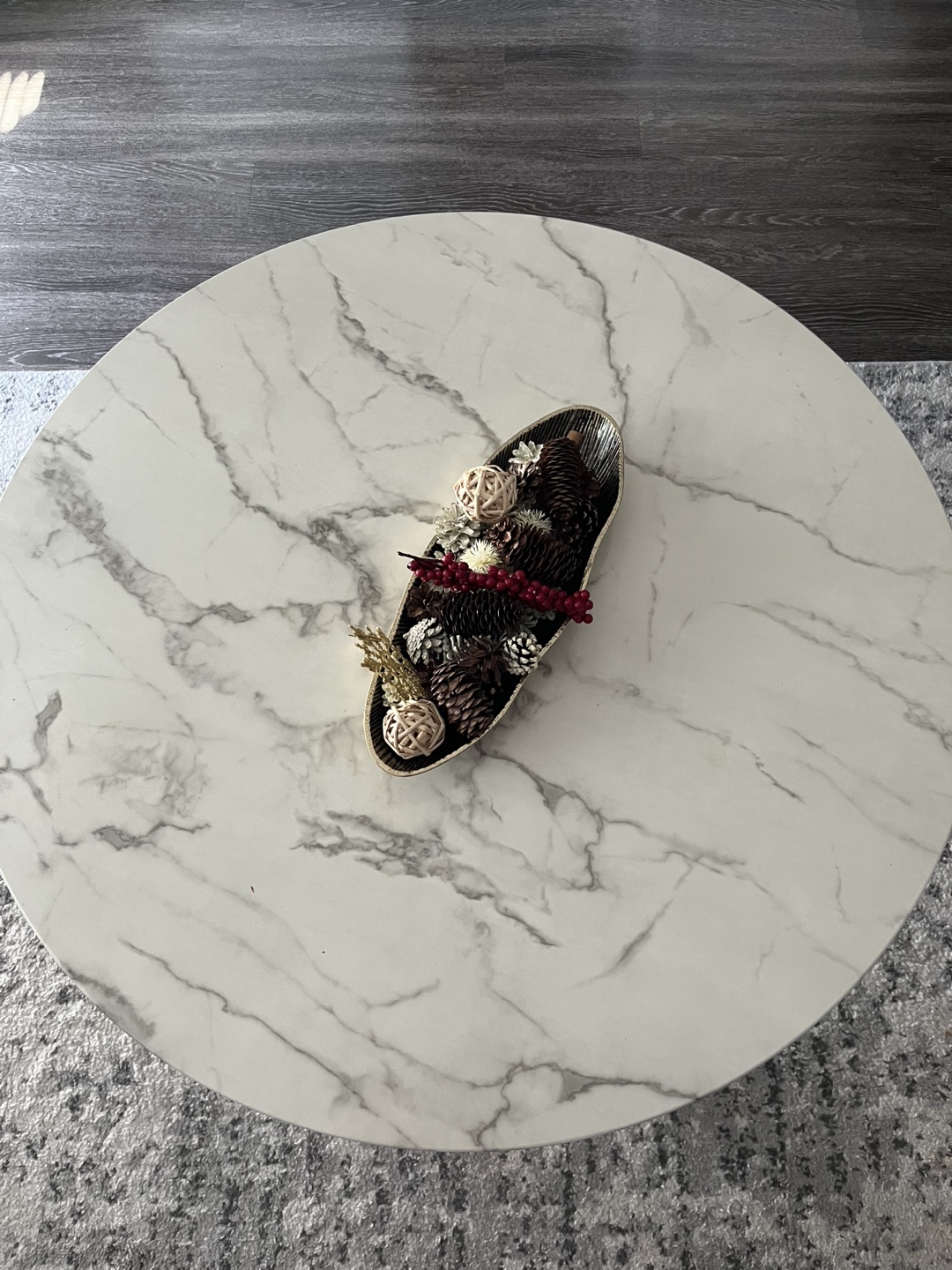Round Marble Coffee Table Set with Gold Legs - photo 3