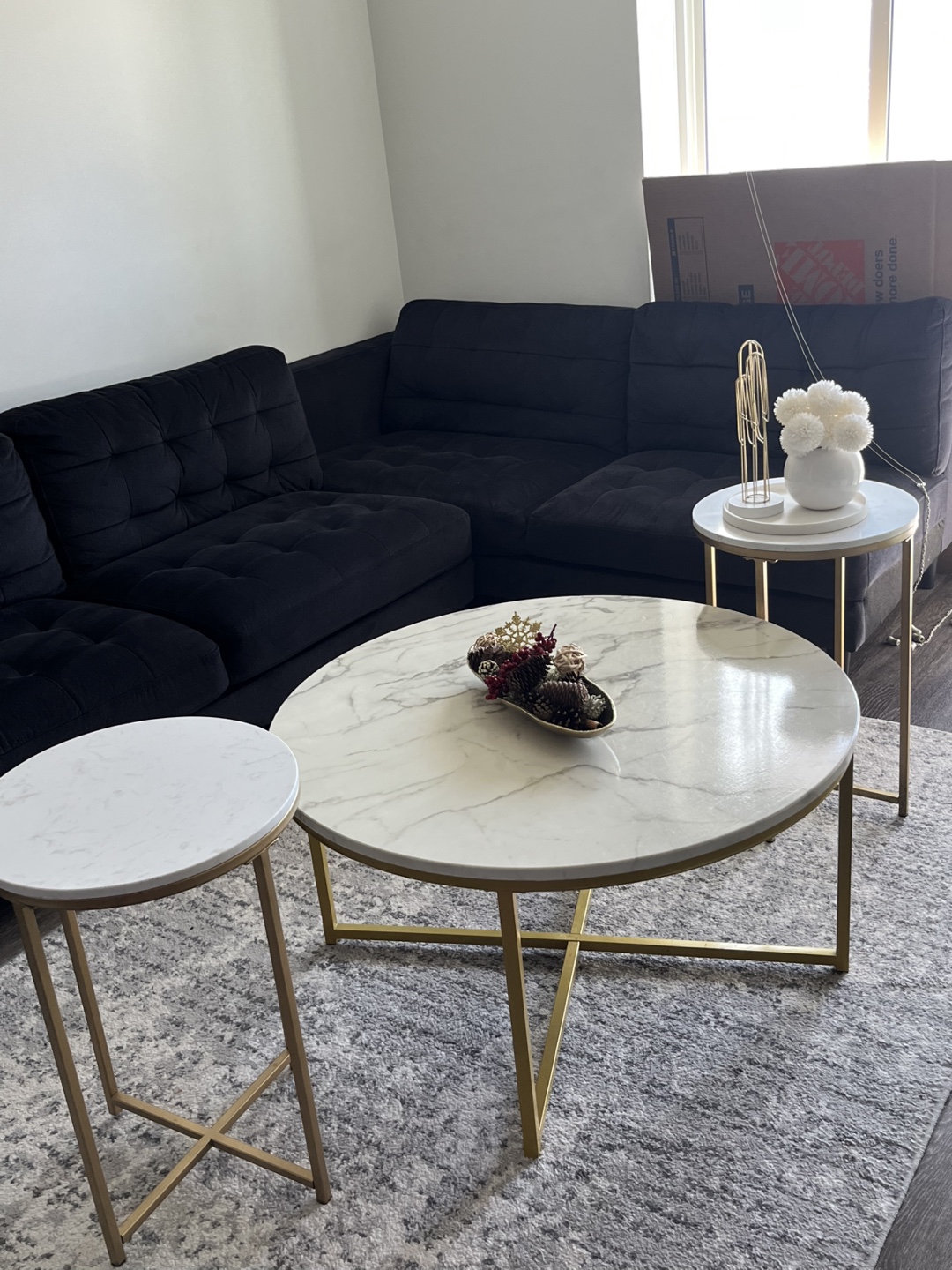 Black Velvet Sectional Sofa - photo 3