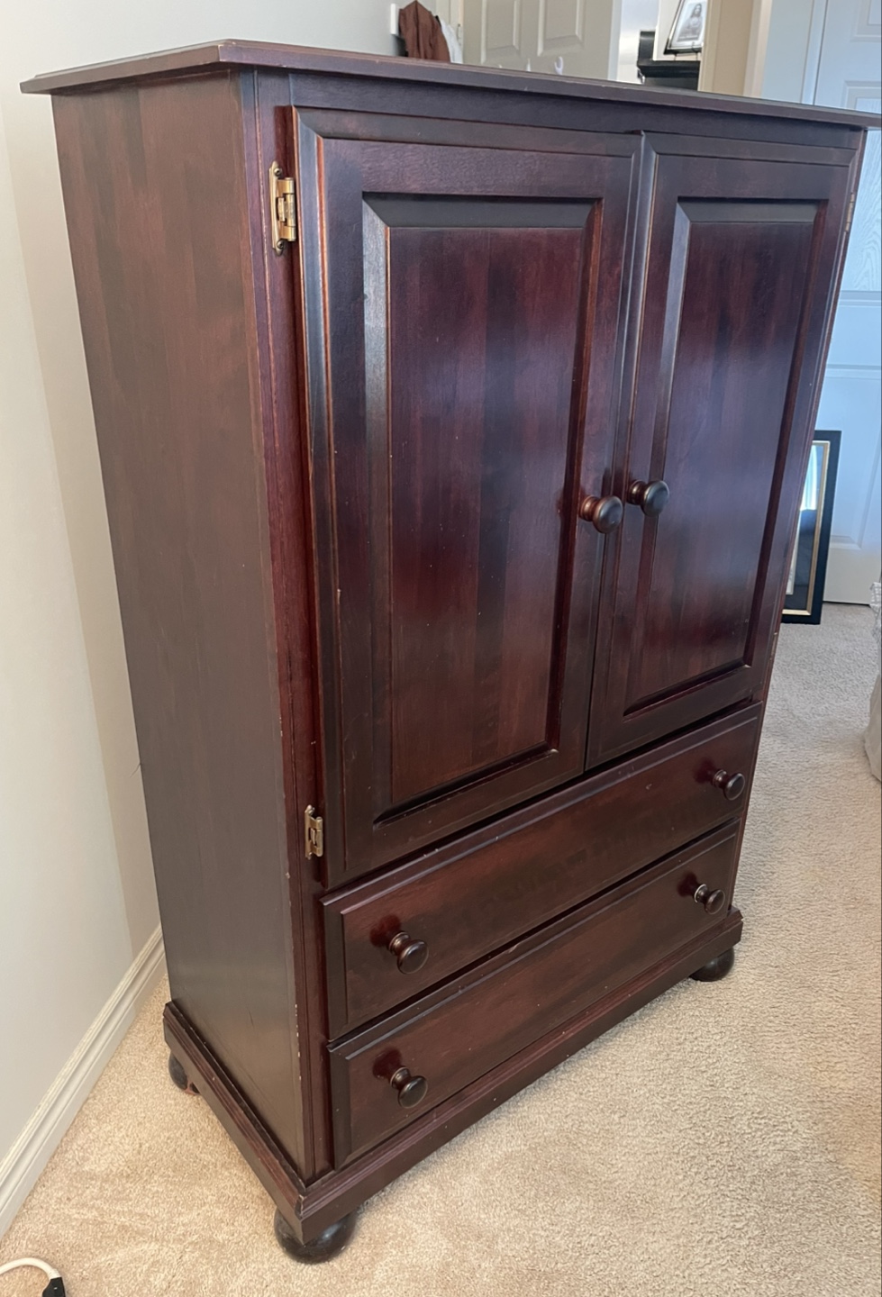 Dark Wood Armoire with Two Drawers - photo 3