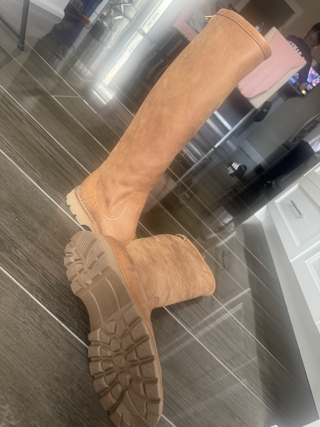 Tan Leather Knee-High Boots
