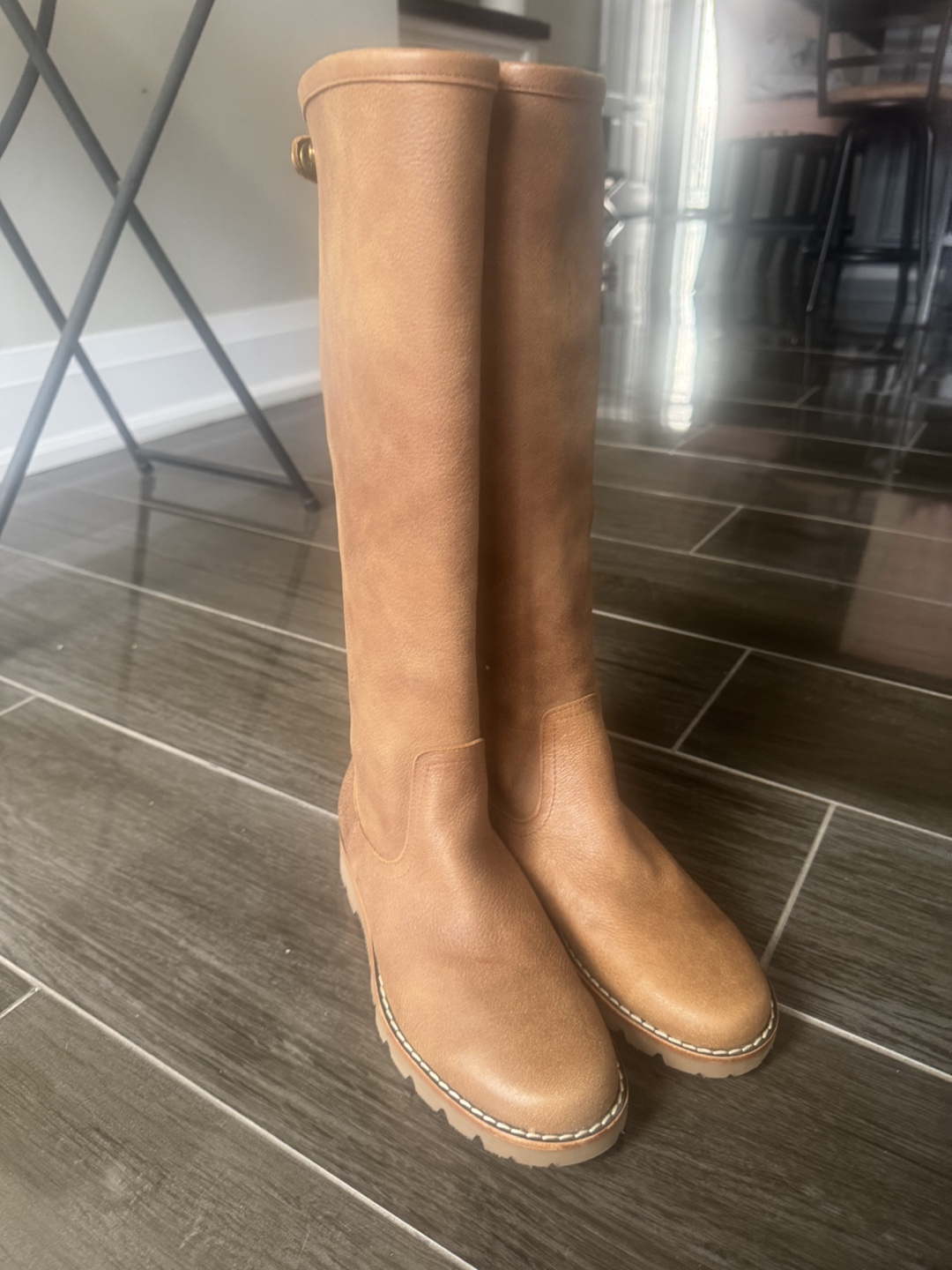 Tan Leather Knee-High Boots - photo 2