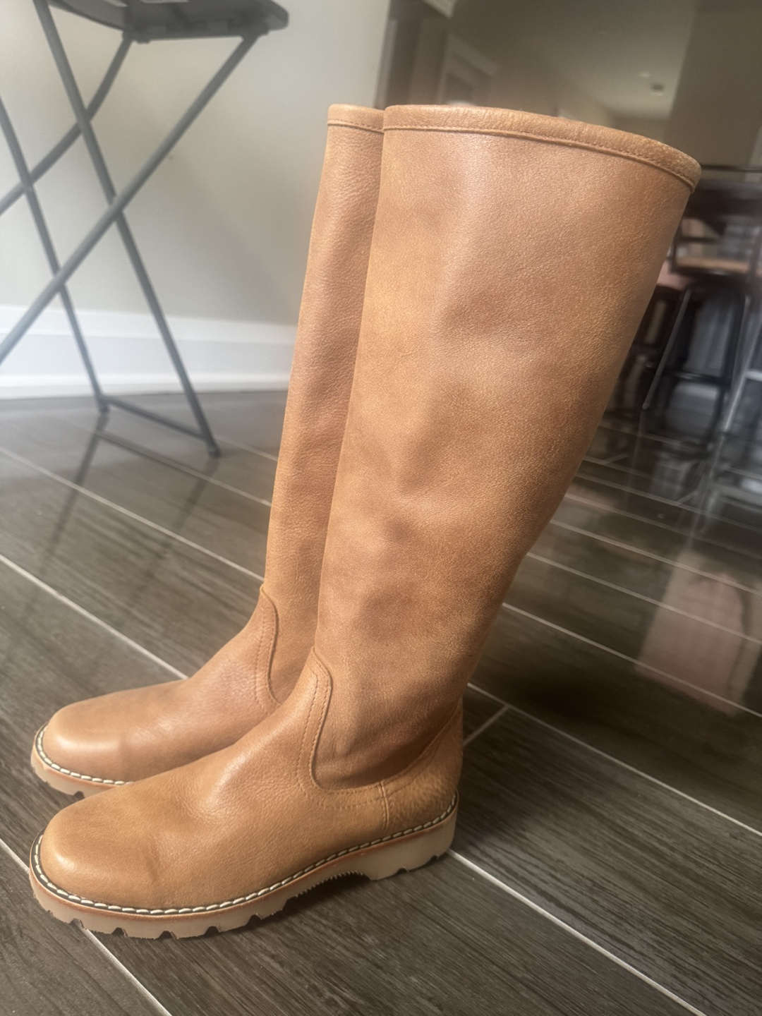 Tan Leather Knee-High Boots - photo 3