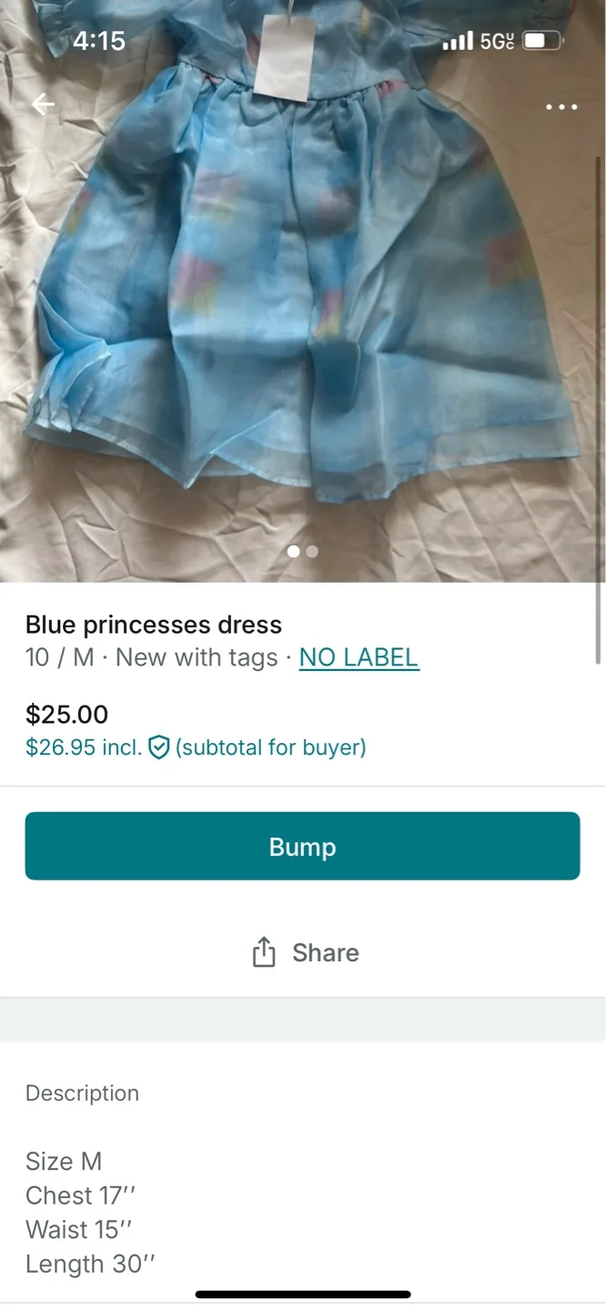 Blue Princess Dress Size M image indicator(3)