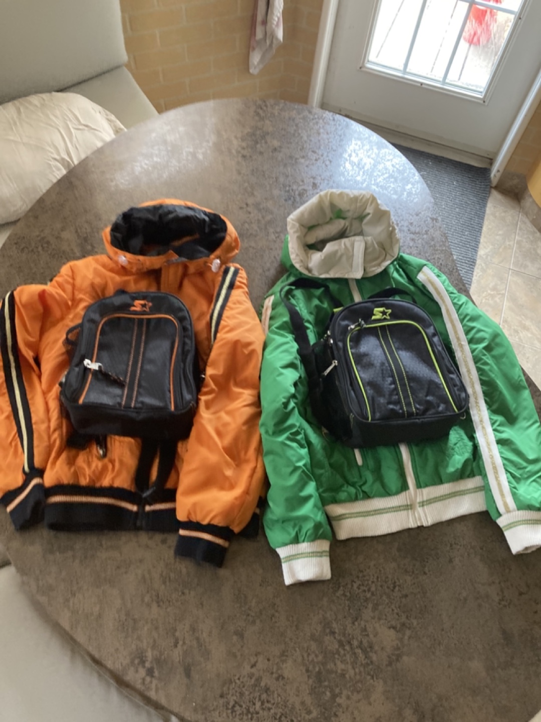 Kids' Starter Jackets and Lunch Bags - Orange and Green