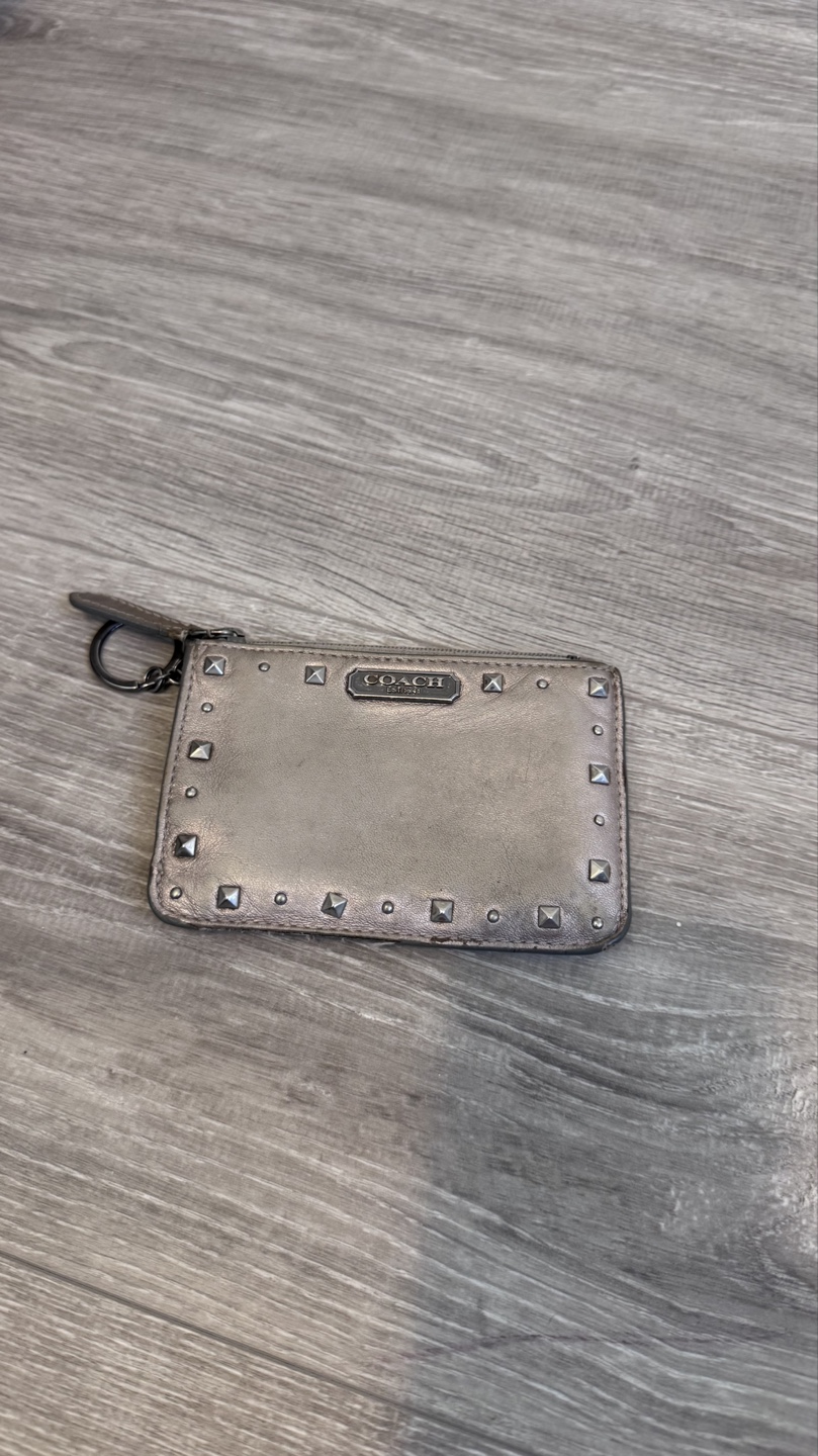 Coach Grey Leather Keyring Wallet