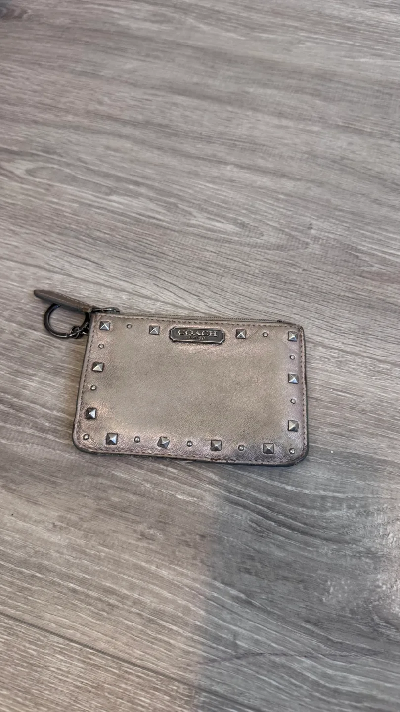 Coach Grey Leather Keyring Wallet thumbnail