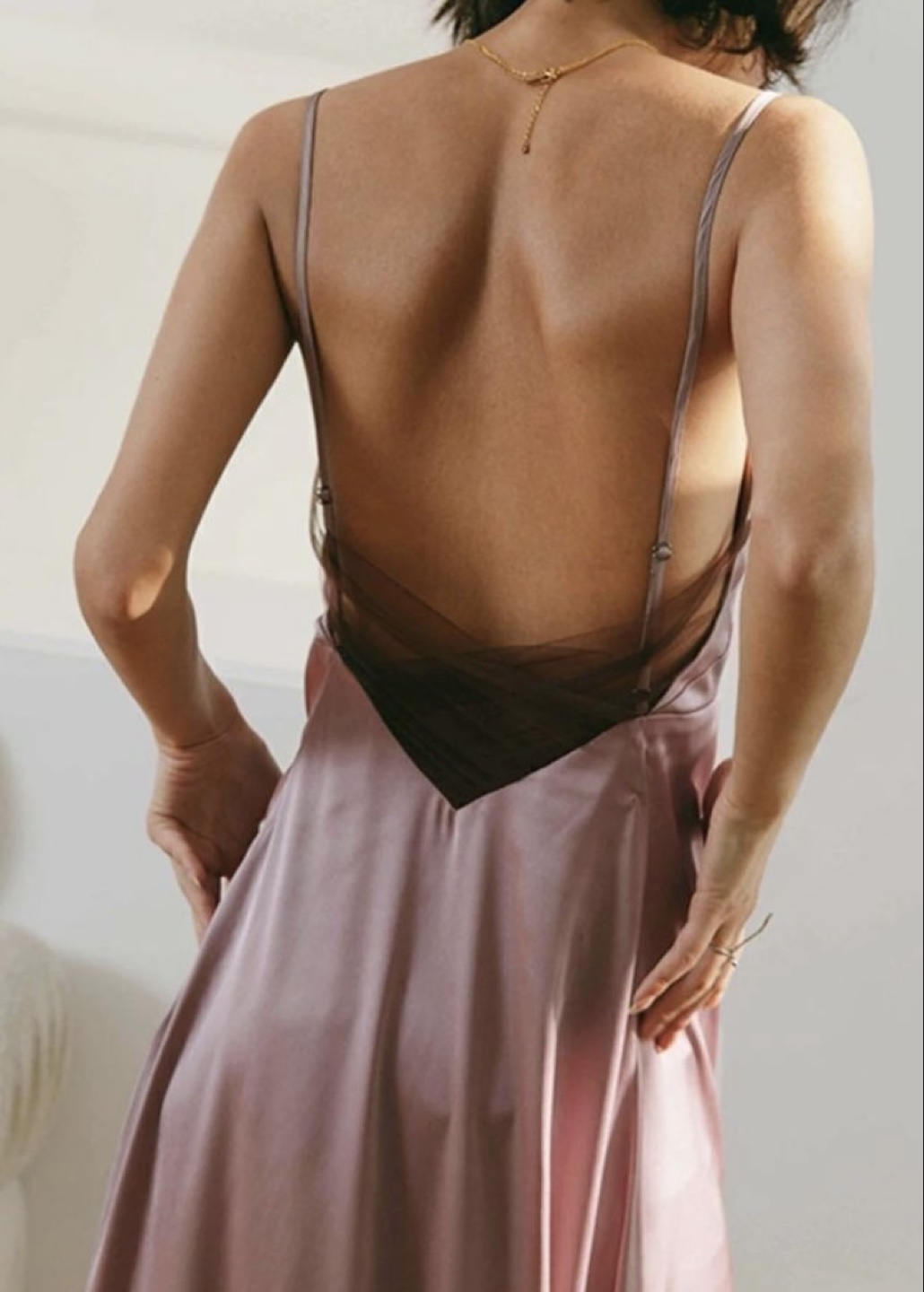 Dusty Rose, Mauve Satin Slip Dress - photo 3