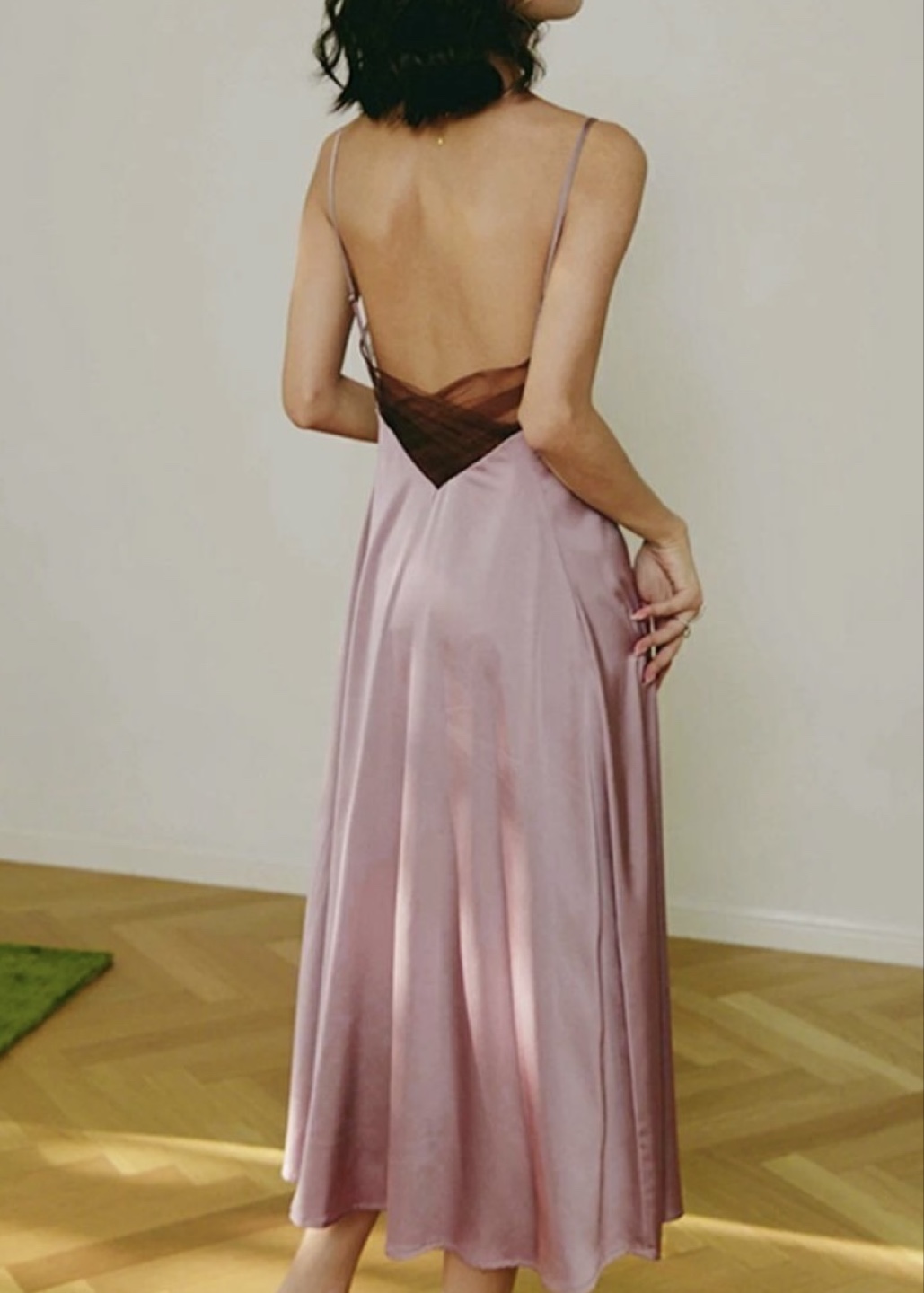 Dusty Rose, Mauve Satin Slip Dress