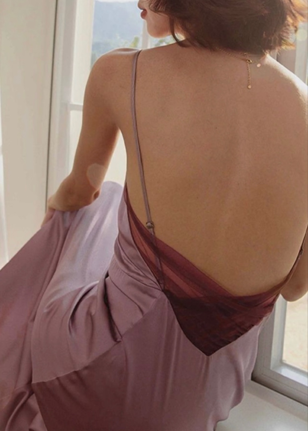 Dusty Rose, Mauve Satin Slip Dress - photo 2