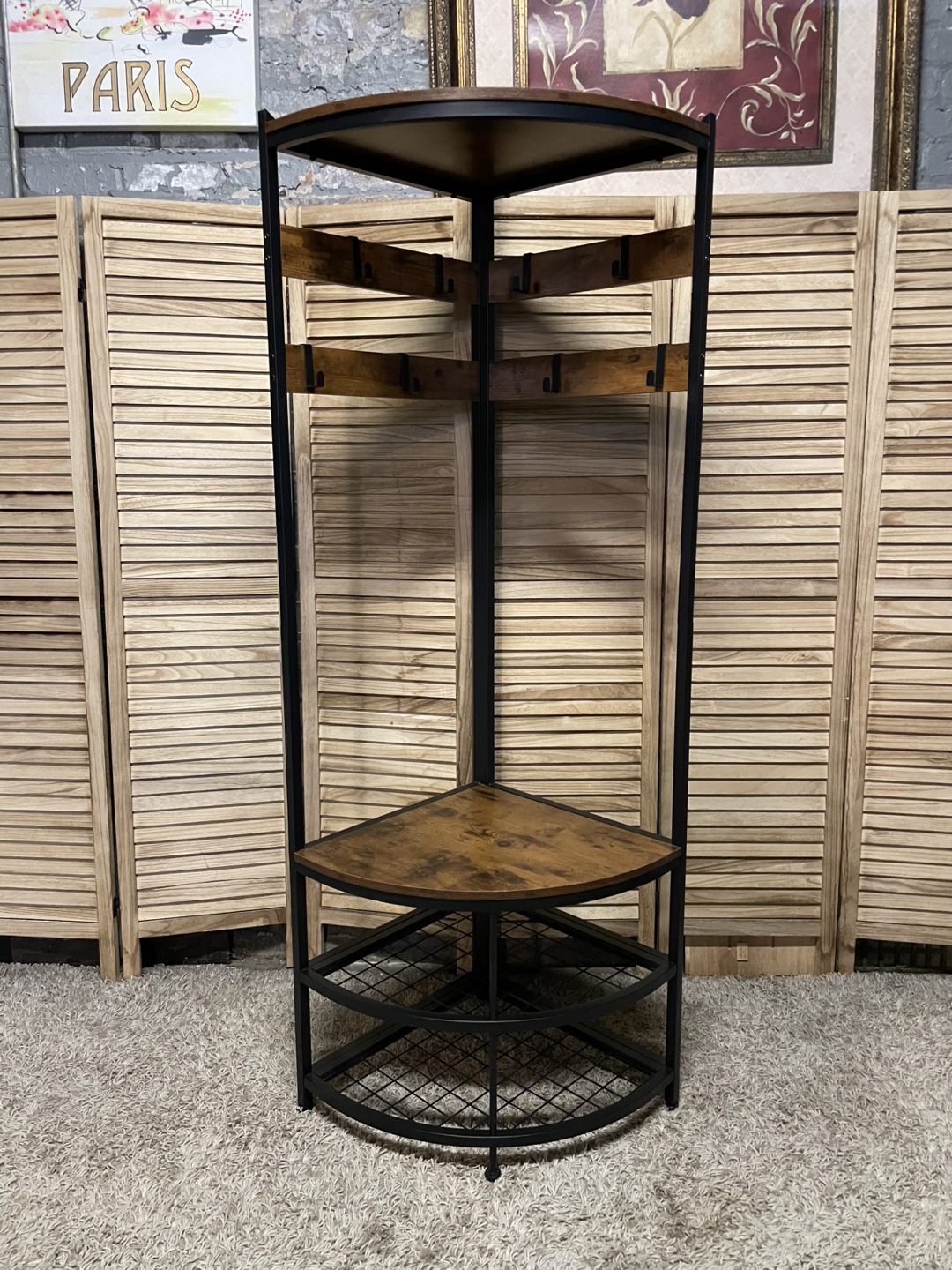 Corner Entryway Storage Rack