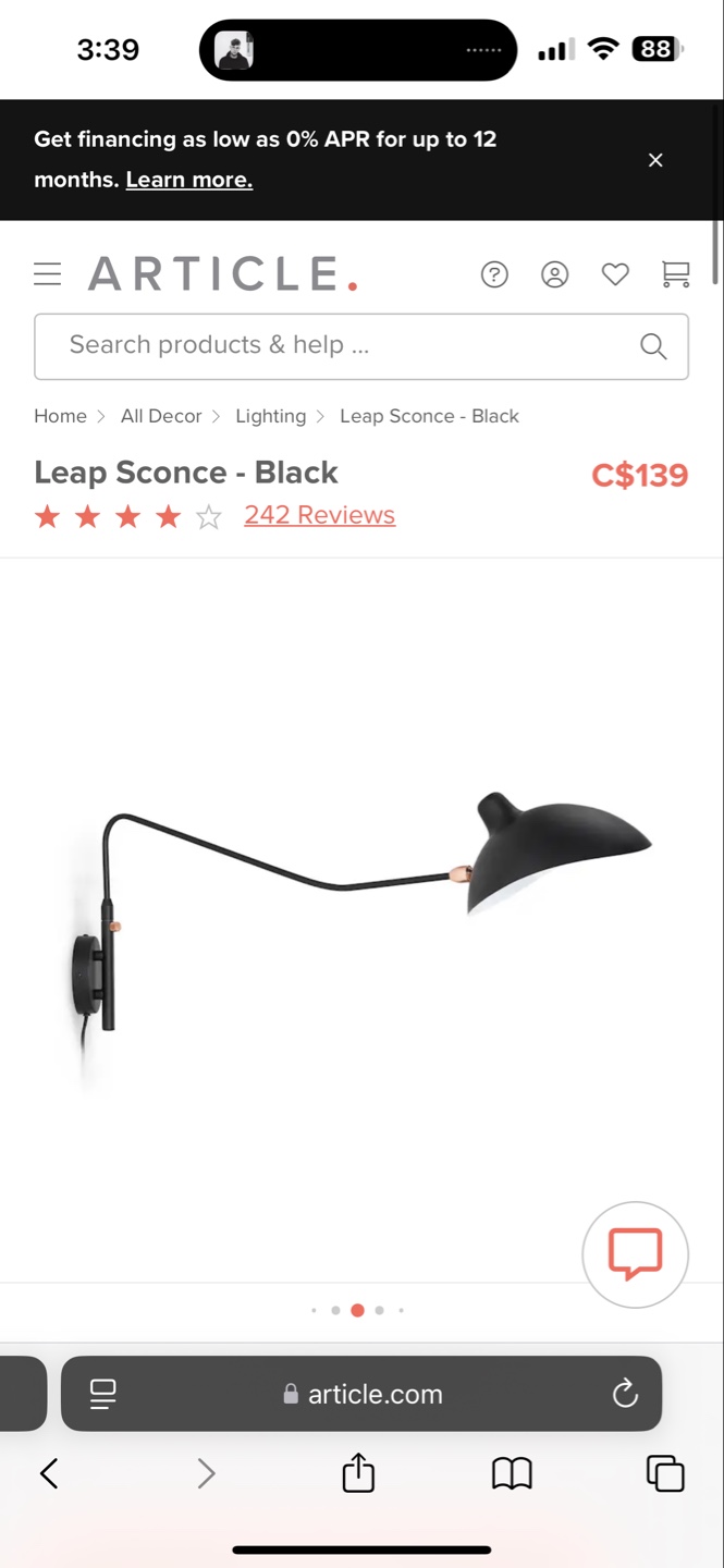 Article Leap Sconce - Black - photo 3